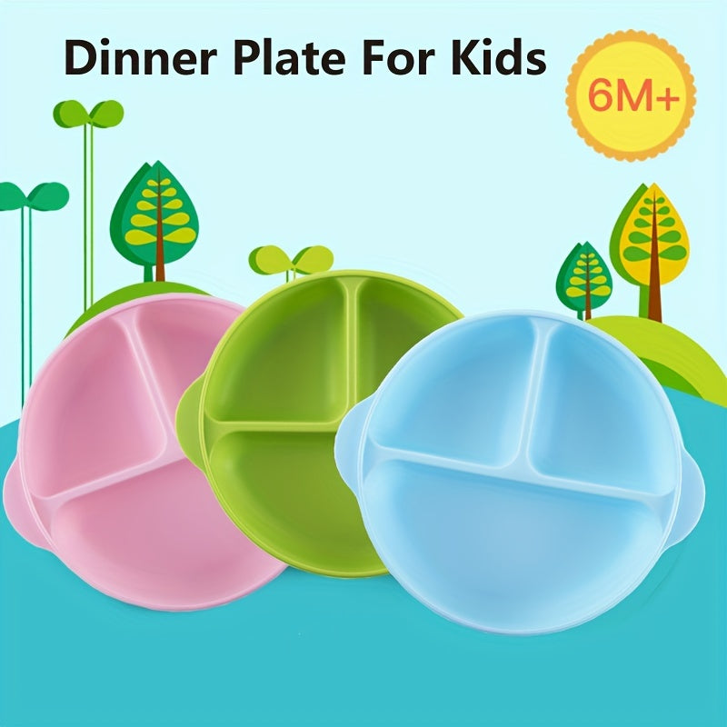 Children's Divided Plates BPA-Free Microwave Safe Dishwasher Safe 3 Sections Bright Colors