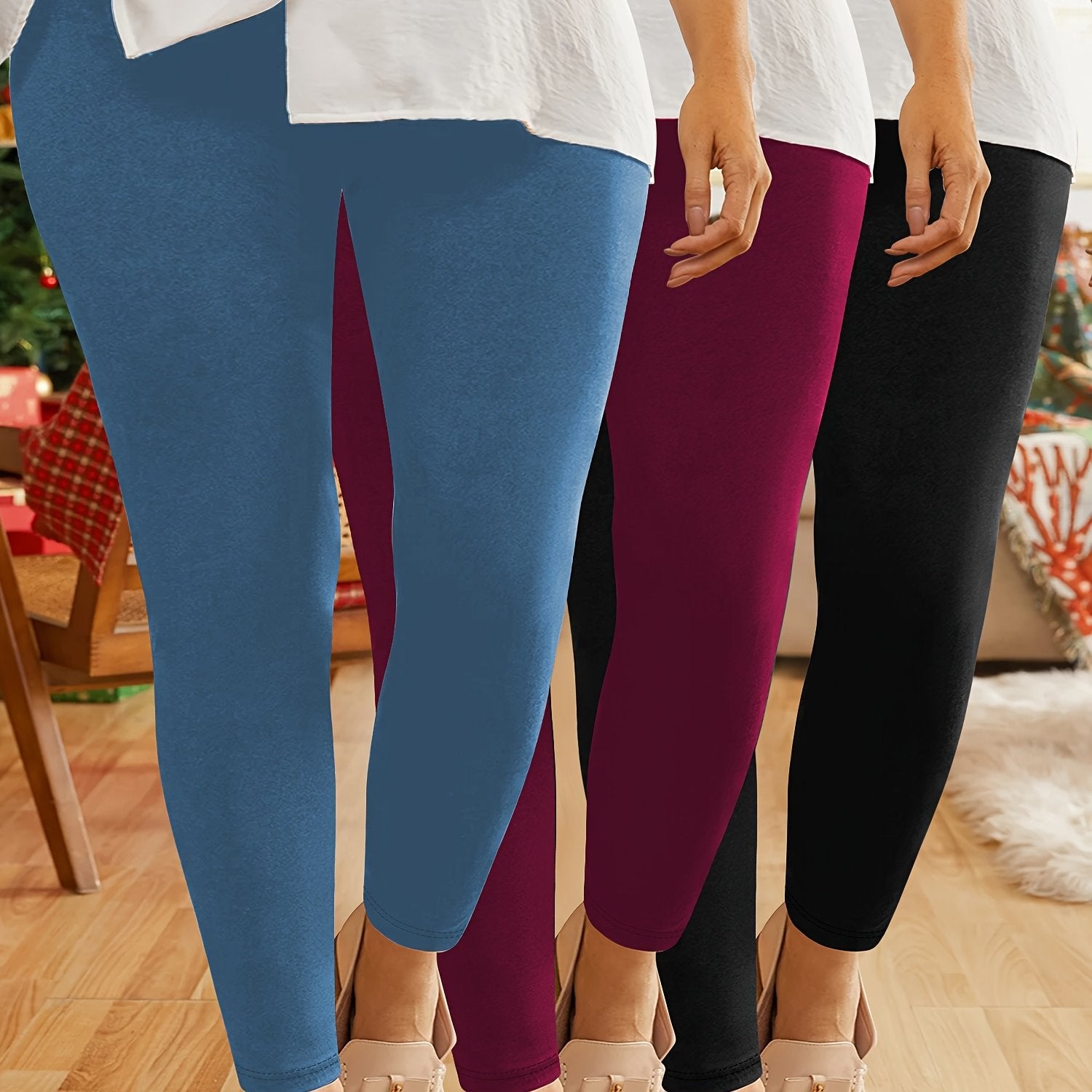 Plus Size Regular Waist 9 Points Bottom Pants 3 Pack