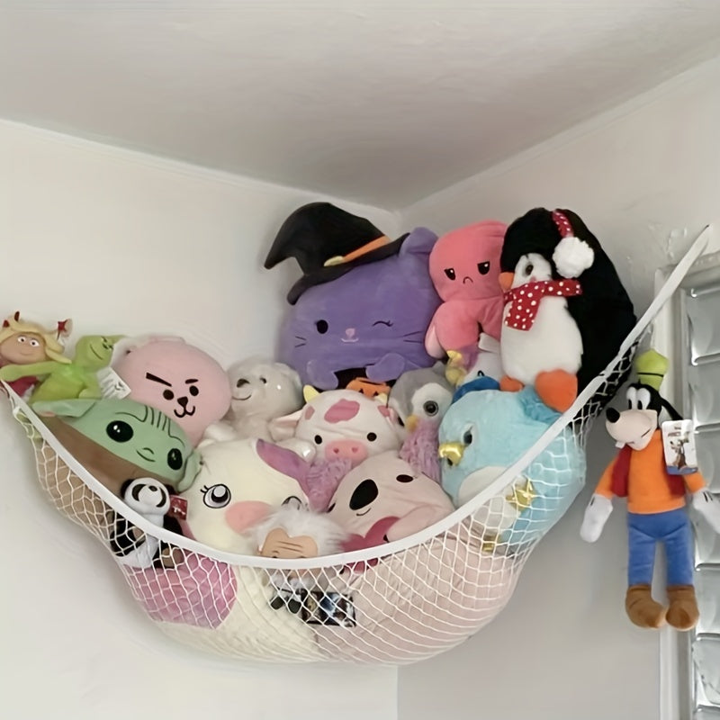 Розовая и белая корзина для хранения мягких игрушек с мягкой набивкой для углового подвешивания и организации