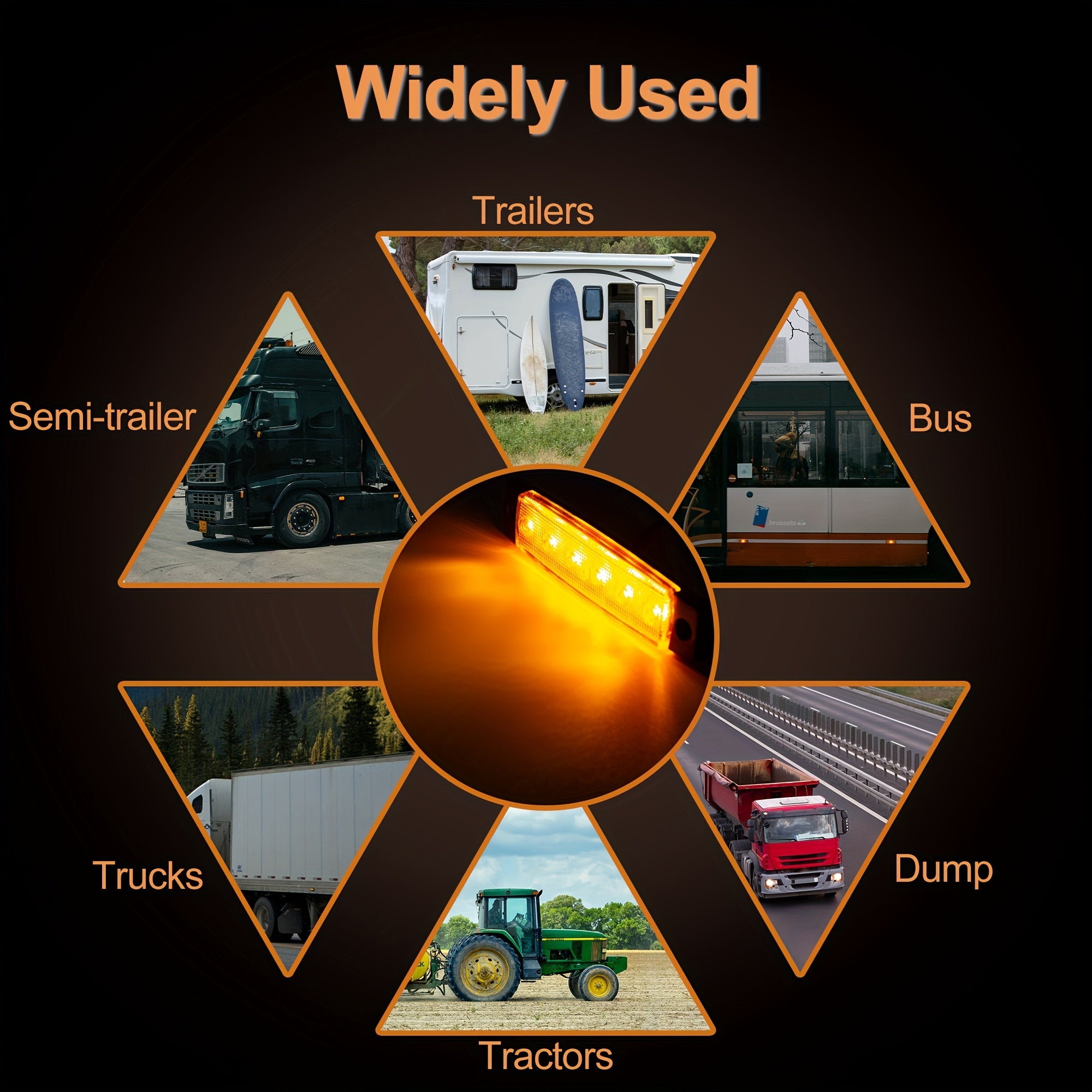 Yuk mashinalari va avtobuslar uchun 20 ta LED yon tomon belgilovchi lampalar, ko‘p rangli, 9.65cm