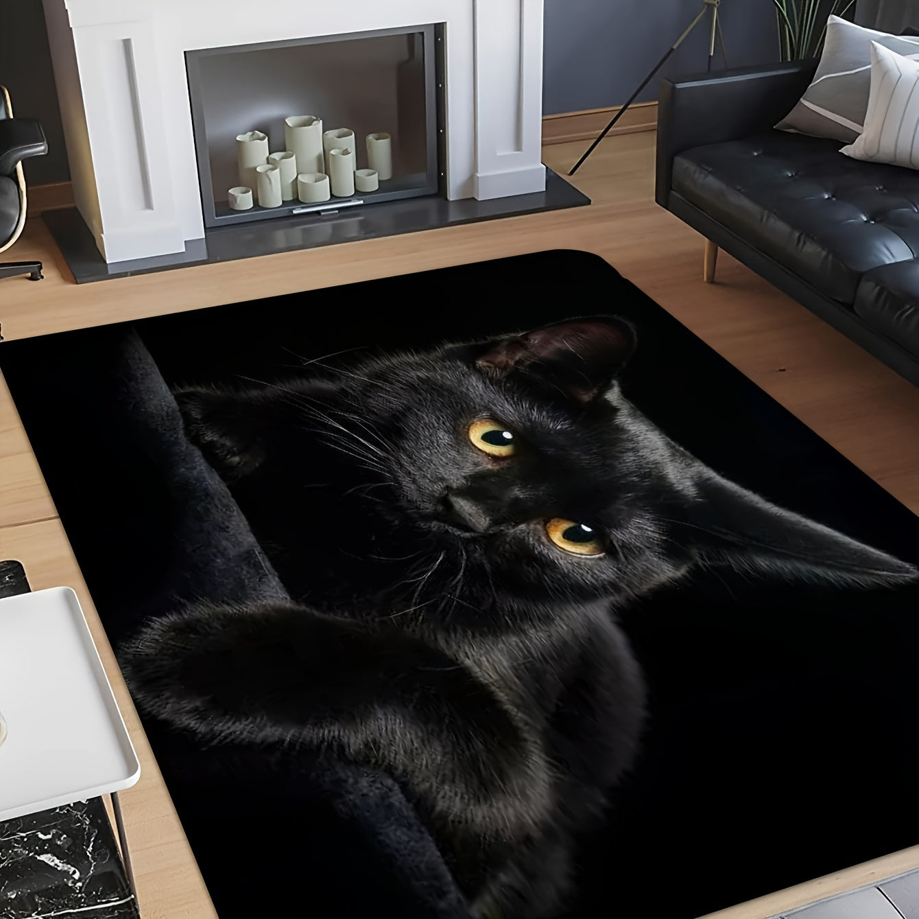 Qora mushuk bosma pol matosi, sirpanmaydigan, singdiruvchi, kirish uchun mato, yashash xonasi, hammom, bolalar xonasi uchun