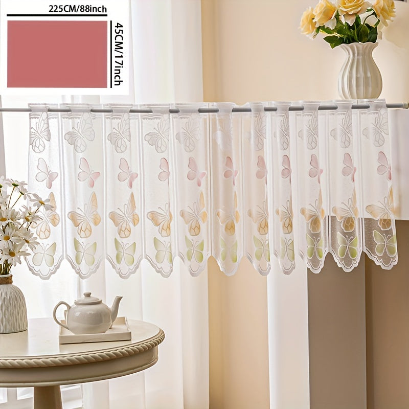 Small Butterfly Cafe Curtain Tier for Living Room and Office Decor