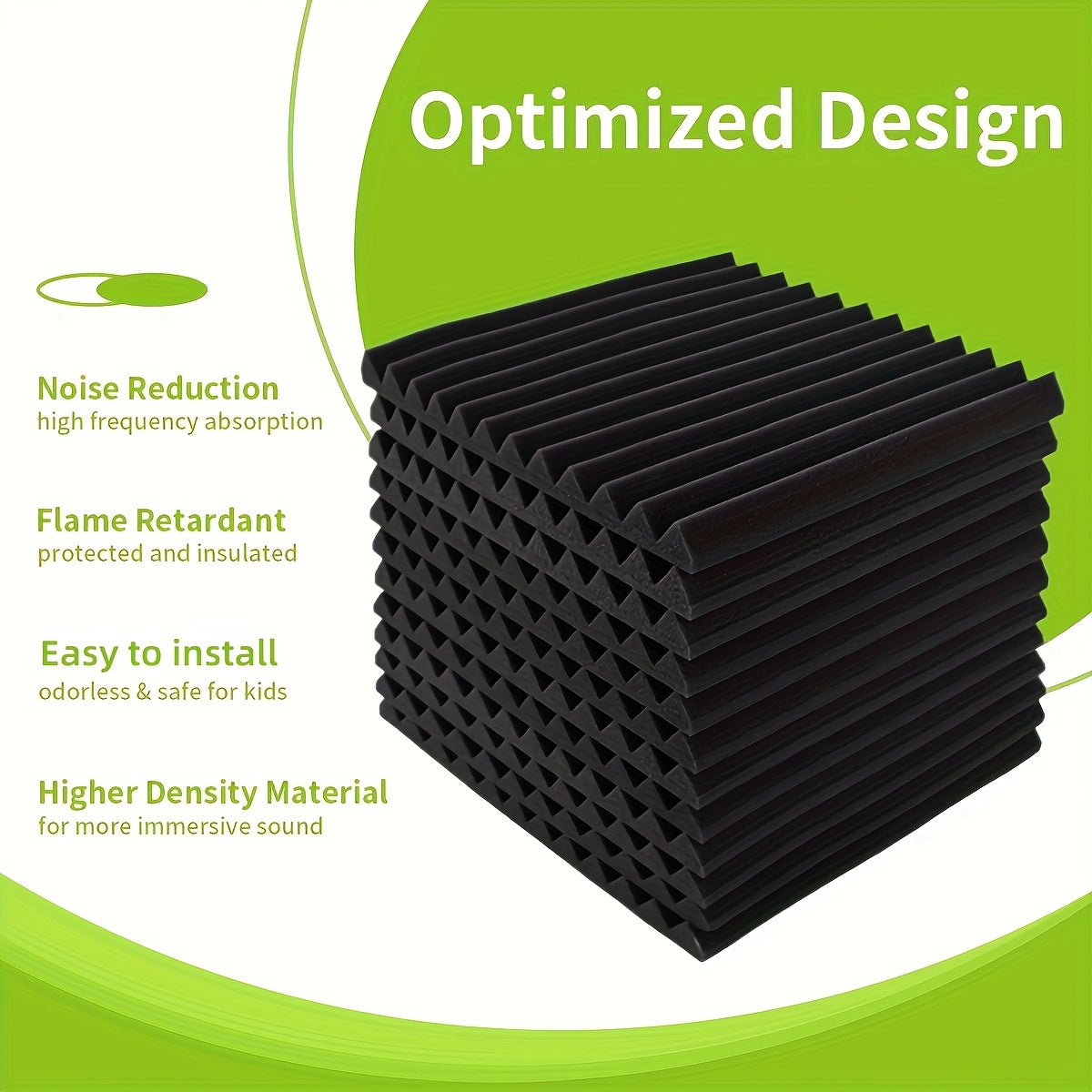 50 Pack Wedge Acoustic Foam Panels for Recording Studios Fireproof Sound Absorption Sponge Black 2.54cm x 30.48cm