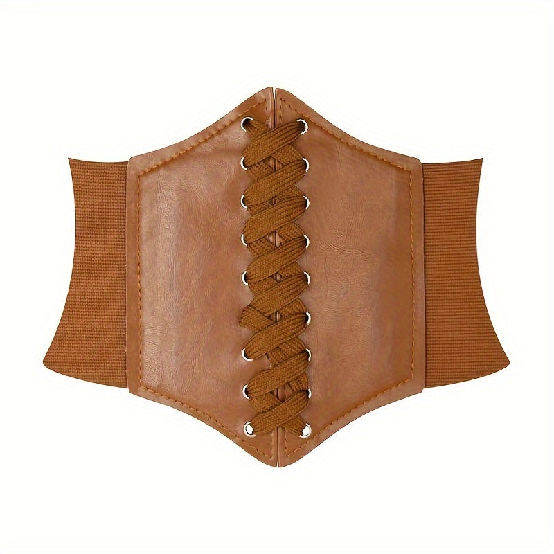 Women's Solid Color Elastic Waist Shaping Belt with Rivets for Casual and Party Wear