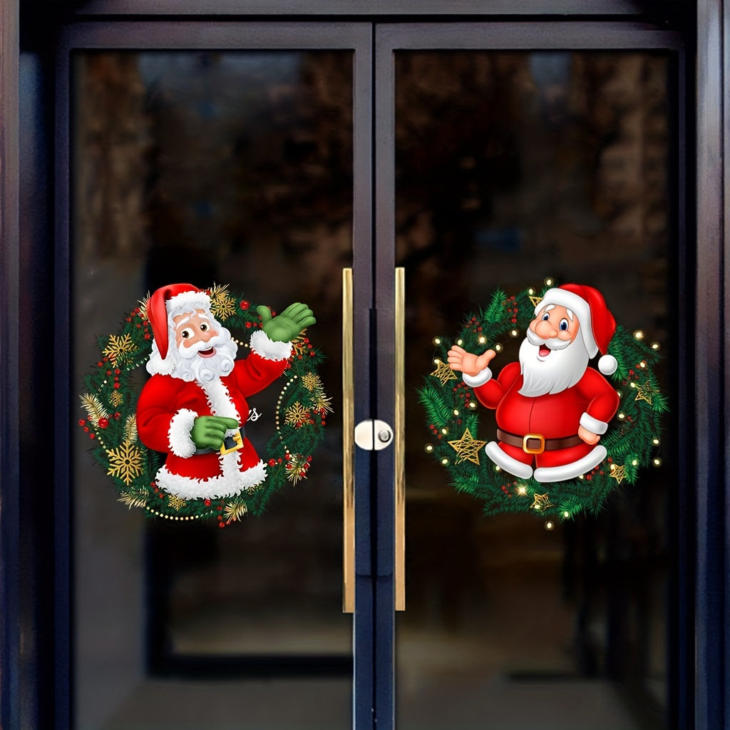 Conjunto de pegatinas decorativas de ventana de Santa Claus para Navidad, adhesivos removibles