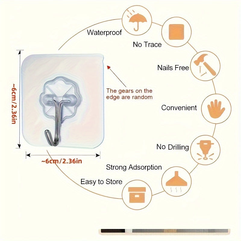 Set of 10/20/30 Traceless Plastic Wall Hooks for Keys Hats Towels Bathroom Kitchen