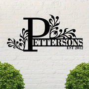 Personalized Metal Family Name Sign Custom Last Name and Date Outdoor Door Hanger