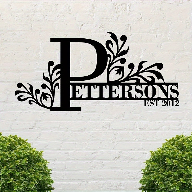 Personalized Metal Family Name Sign Custom Last Name and Date Outdoor Door Hanger