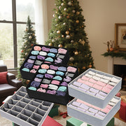 Fabric Sock Storage Box with 6/7/8/24 Grids Divided Organizer for Underwear and Socks