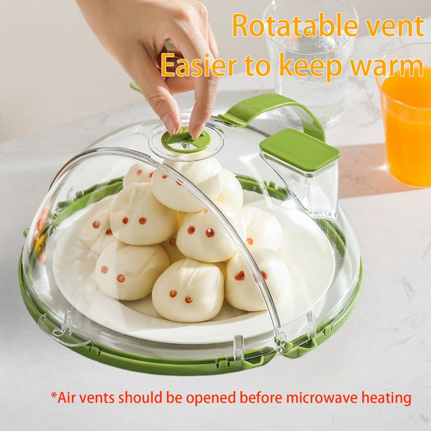 Flippable Foldable Microwave Splatter Cover for Heating and Food Protection