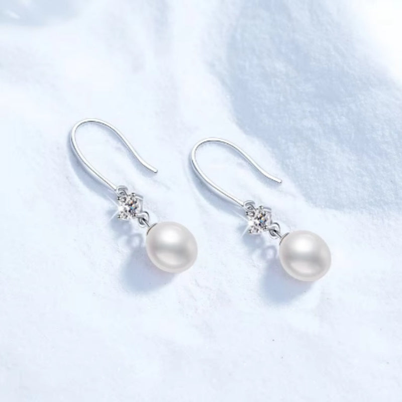 Sterling Silver Pearl Drop Earrings for Weddings Engagements Vintage Style Lightweight