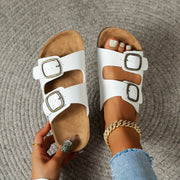 Women's Summer Flat Slippers Open Toe Cushioned Indoor Outdoor