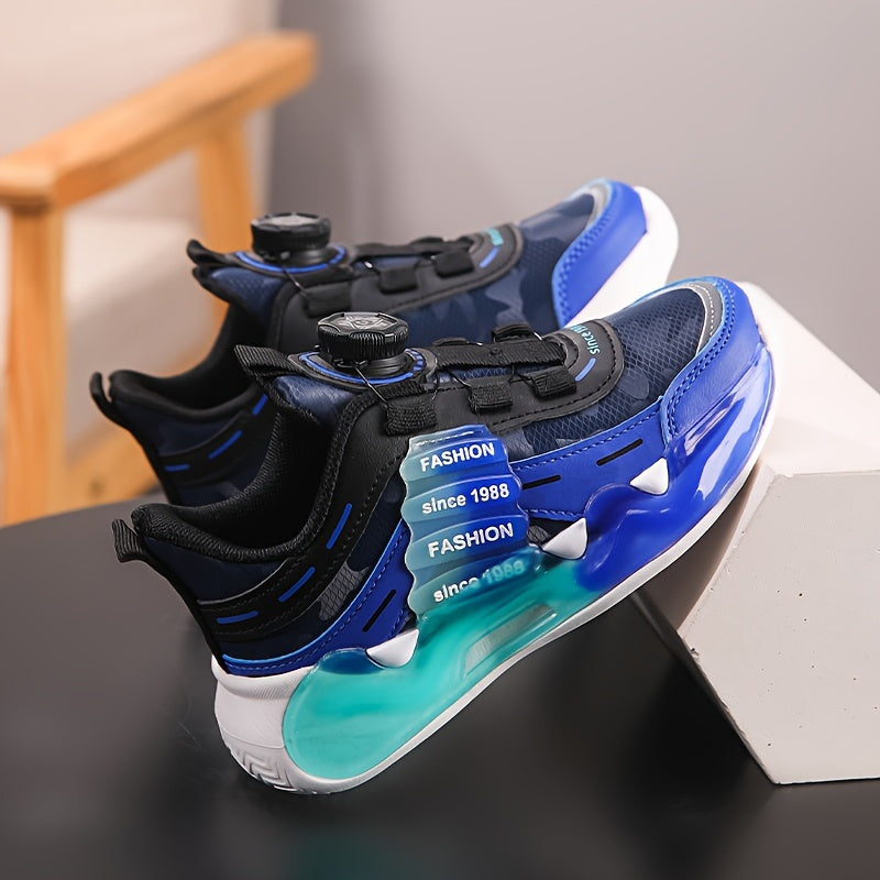 Zapatillas de rayas para niños con hebilla giratoria, forro transpirable, suela antideslizante de EVA