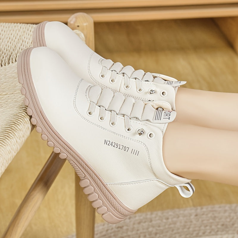 Women Ankle Boots Faux Leather Zipper Casual Solid Color Winter