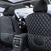 Kids Car Seat Back Cover Protector Faux Leather Kick and Scratch Guard with Safety Belt