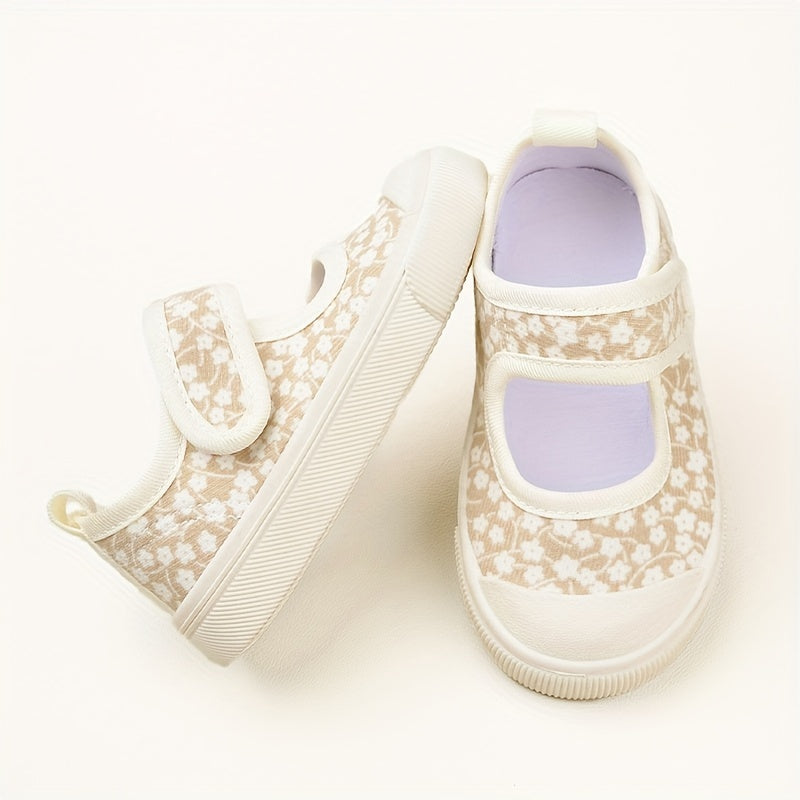 Girls Floral Canvas Sneakers Non-Slip Breathable Casual for Spring Fall