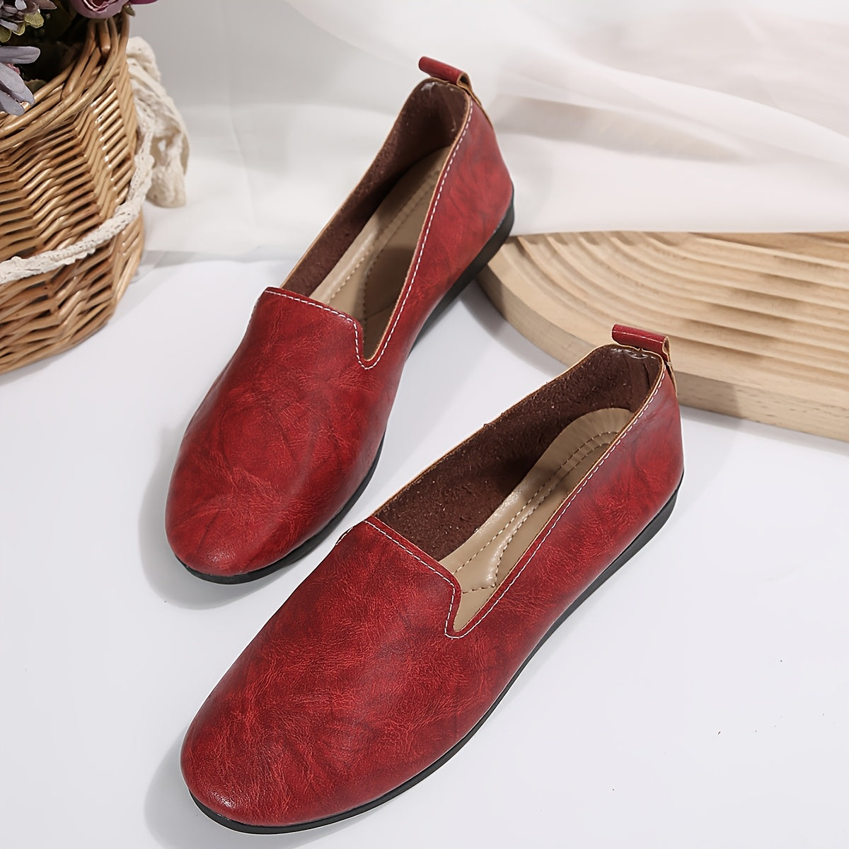 Women's Mary Jane Slip-On Shoes Faux Cover Breathable Fabric Rubber Sole