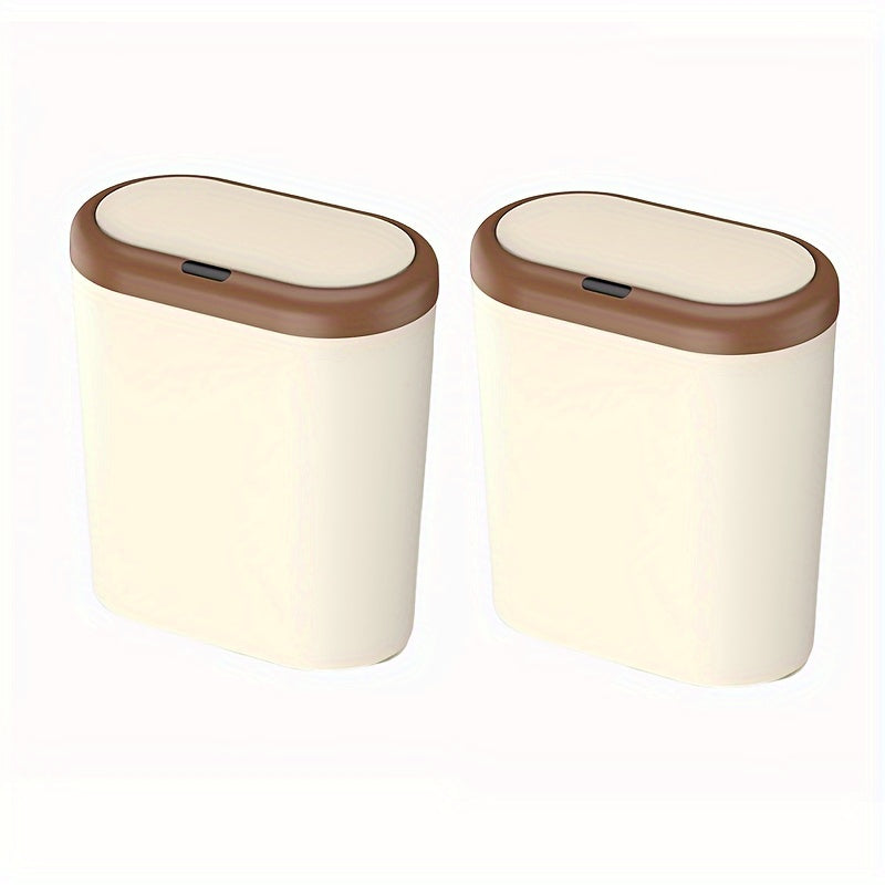 2 Aqlli induksiya axlat qutilari, avtomatik ochiladigan qopqoq, namlikka chidamli plastmassa, uy va yotoqxona uchun