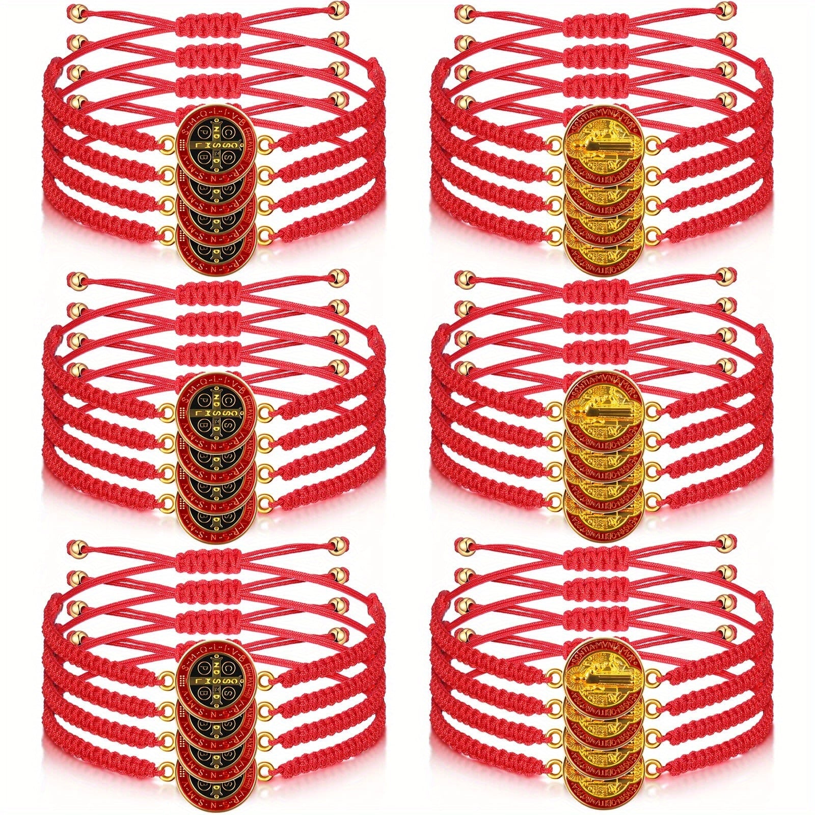 Red Knot String Bracelet with San Benito Charm Adjustable Good Luck Jewelry for Women and Men