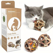 Interactive Rattan Cat Toy with Bells for Indoor Cats Dental Health and Teeth Cleaning