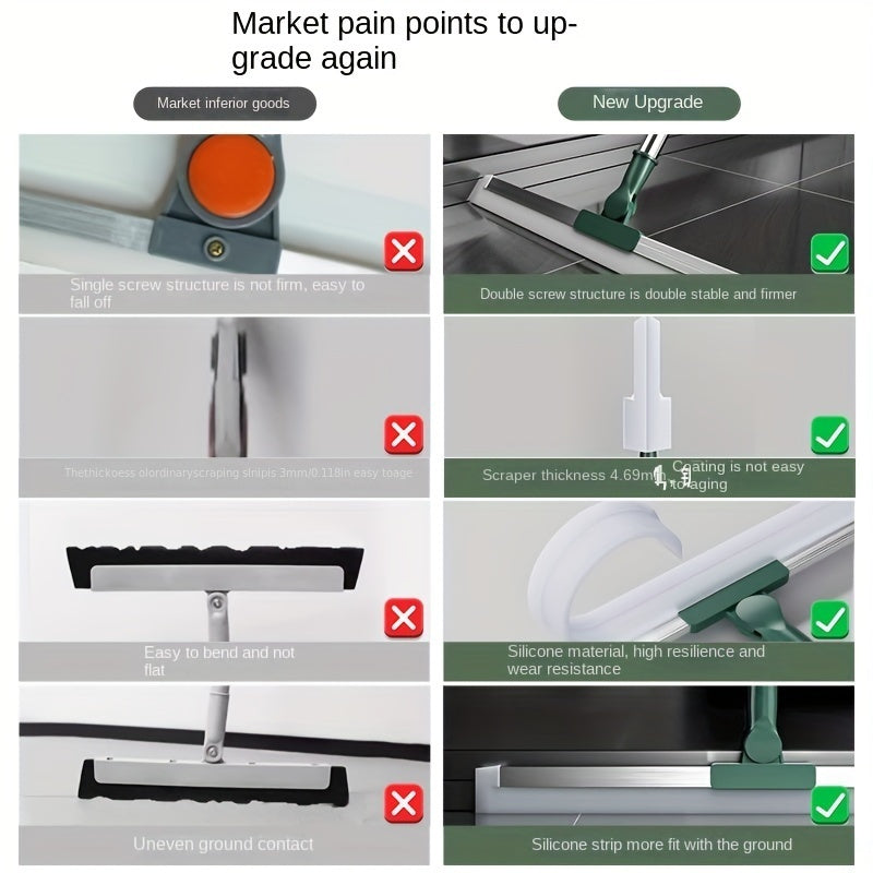 Ajoyib silikon mopu - hammom va uy uchun ko'p funksiyali pol qirqgichi, elektr talab qilmaydi, uy tozalash uchun mukammal, zamonaviy dizayn