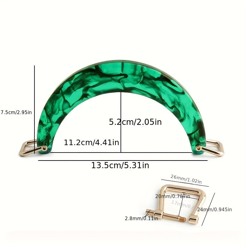Black and Green Handbag Handle with Alloy Horseshoe Buckle for DIY Purse Accessories
