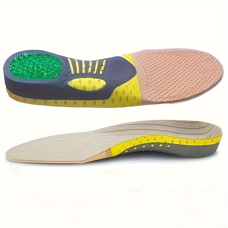 Unisex sport gel insoles nafas oladigan shokni yutadigan qalin EVA TPE sariq kulrang