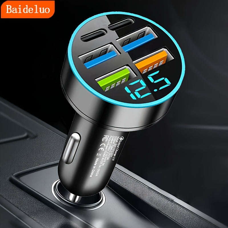 Car Charger 4-Port PD QC3.0 Dual USB-C USB-A Fast Charging Adapter