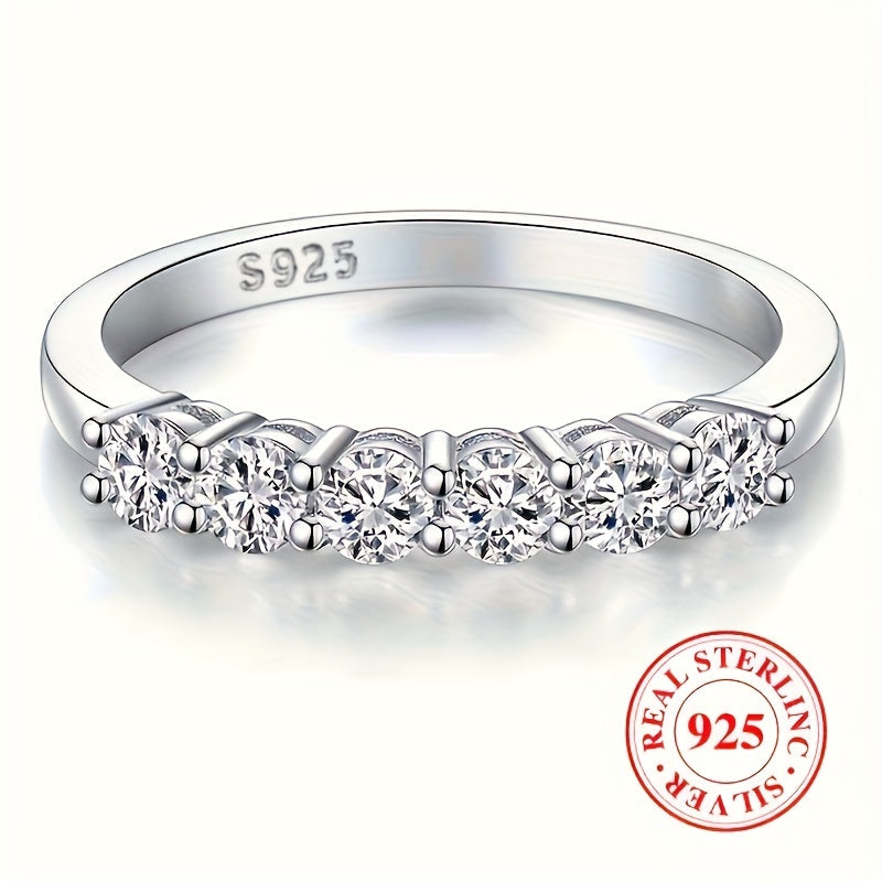 Sterling Silver Eternity Ring with Zirconia for Engagement or Wedding