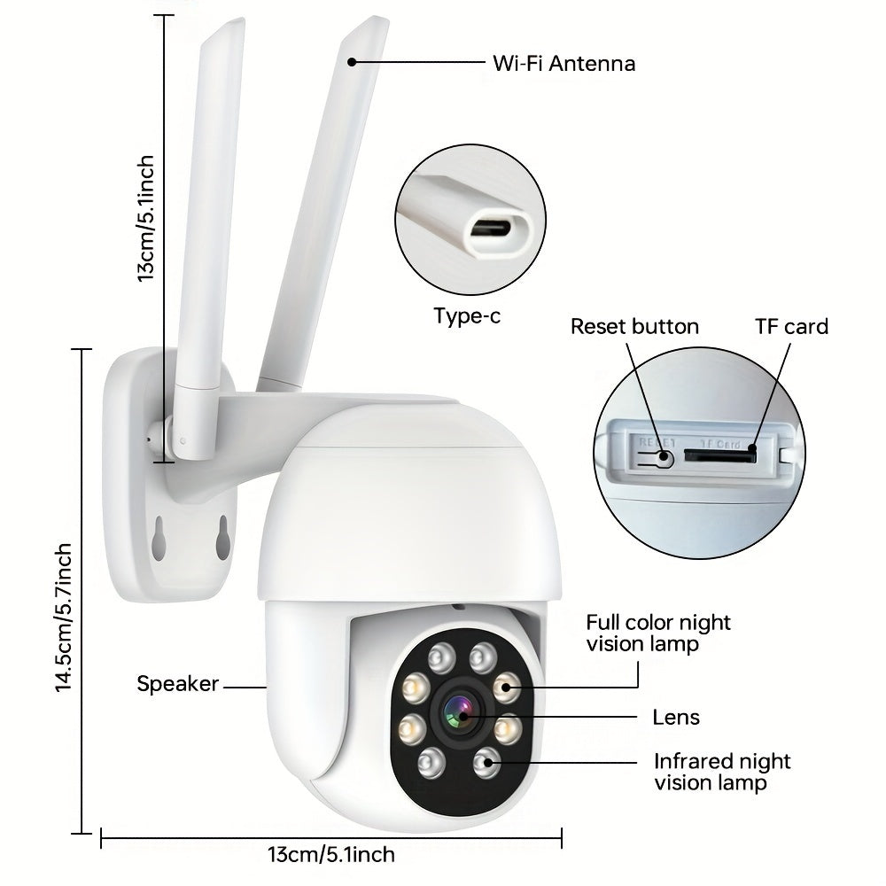 Wireless Outdoor Security Camera 360° View Motion Detection Two-Way Audio Night Vision