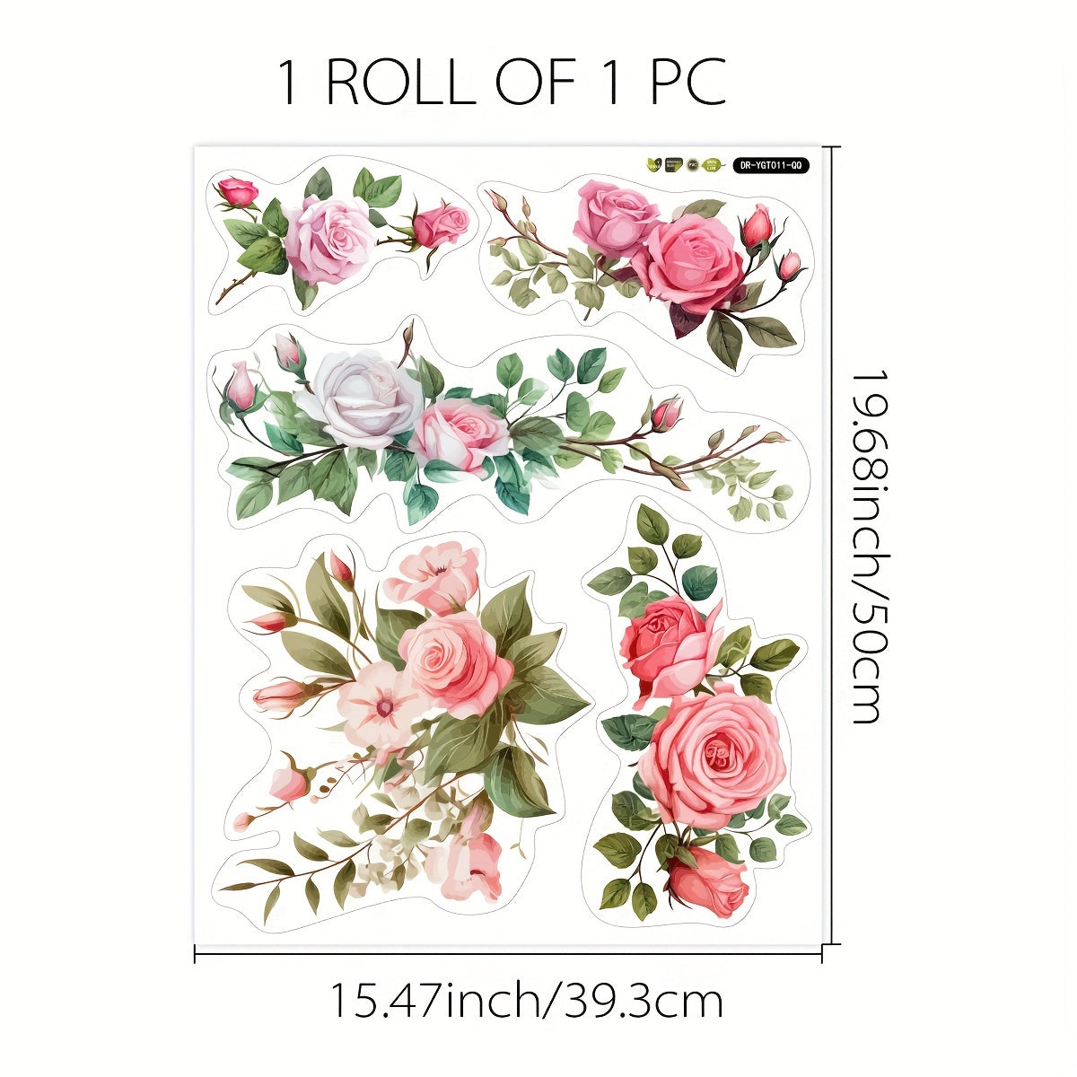 Vibrant Rose Pattern Bathroom Decal for Sinks Bathtubs and Toilets