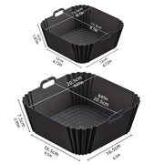 2pcs Silicone Baking Trays for Air Fryer Black Gray Reusable Non-Stick Pizza Chicken Fries