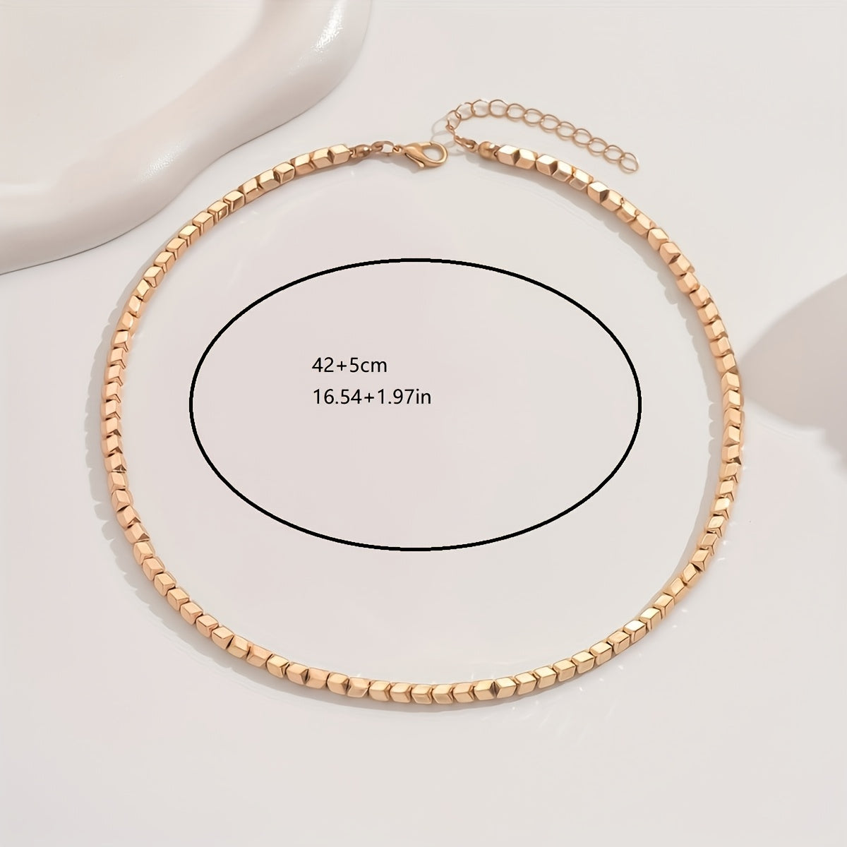 Women's Choker Necklace with Square Beads and 3D Design