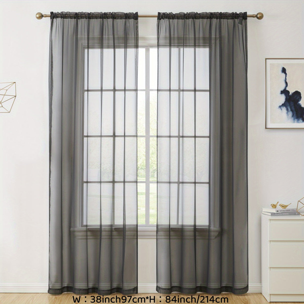 Sheer Voile Curtain Panels for Living Room Bedroom Kitchen Semi-Transparent Polyester