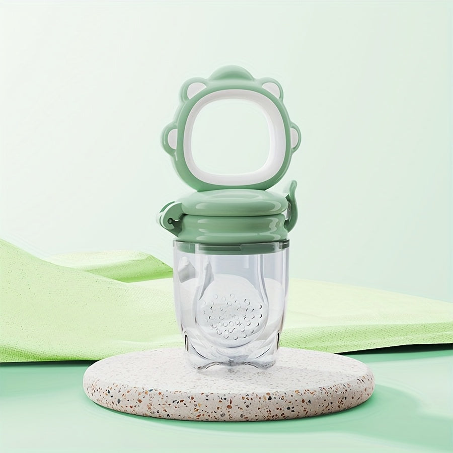 Baby Fruit and Vegetable Feeder with Silicone Mesh for Teething and Juice Feeding Cartoon Lion Design