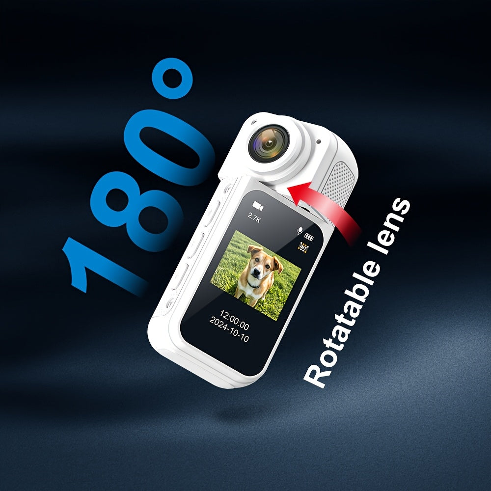 Экшн-камера 2K с вращающимся объективом на 180°, портативная POV-камера для влога с картой 64Г