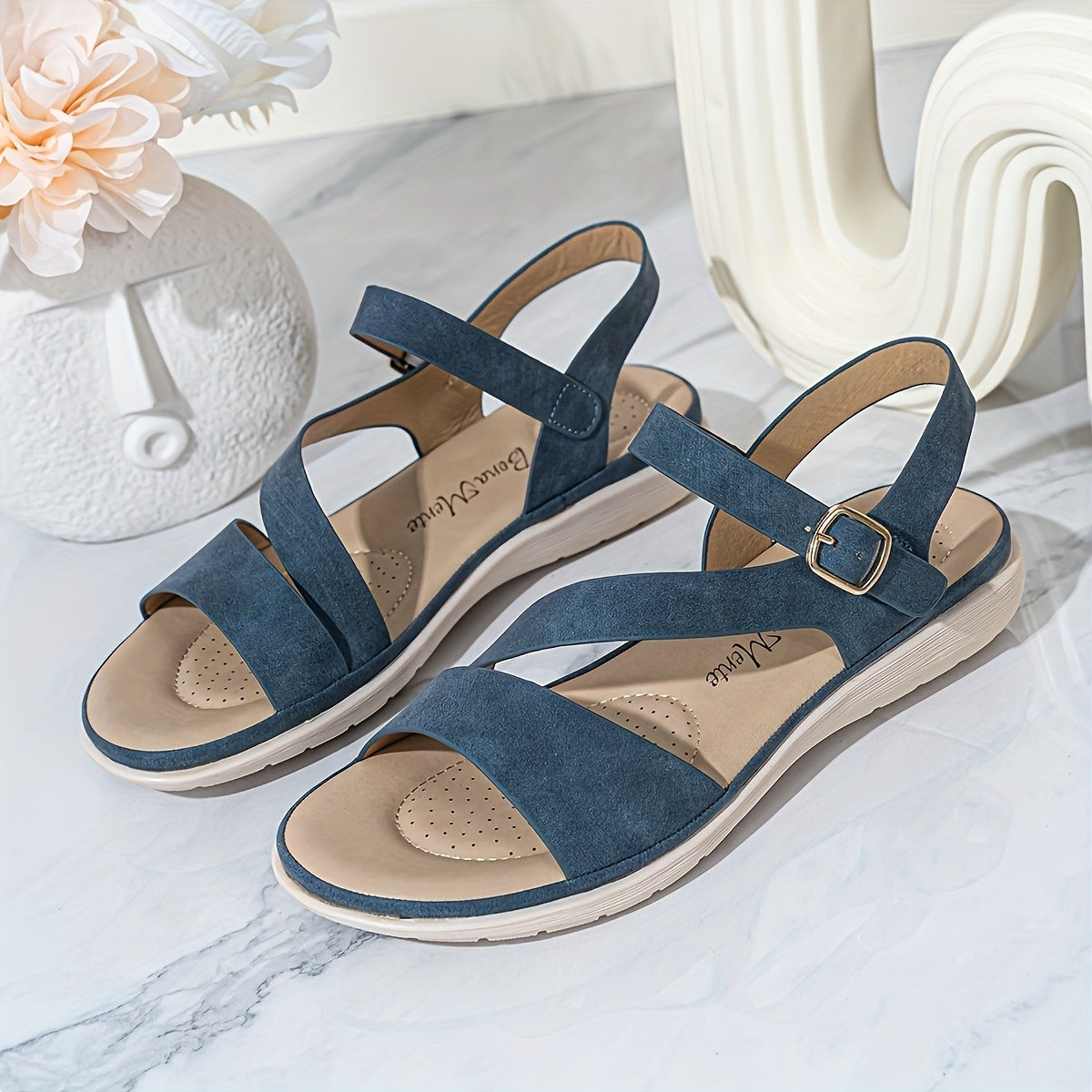 Женские сандалии на каблуке Navy Blue с ремешком вокруг щиколотки, открытым носком, летняя повседневная обувь