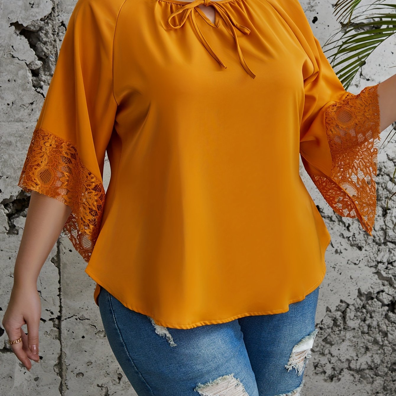 Women's Plus Size Blouse with Front Bow Lightweight Polyester Spring Summer Fall