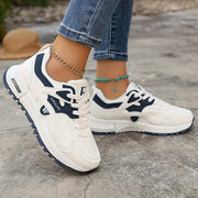 Women's Canvas Platform Sneakers, Contrast Colors, Casual Lace-Up Shoes