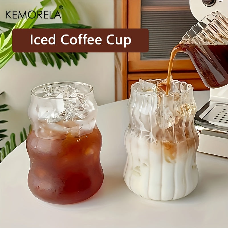 Set of 4/6 Irregular Shaped 17oz Reusable Glass Drinking Cups for Iced Coffee and Home Use