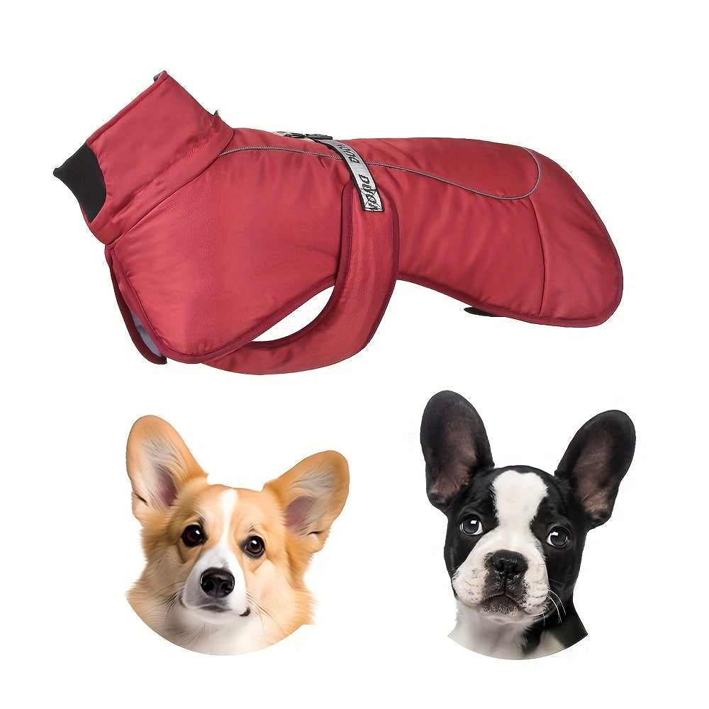 Waterproof Windproof Dog Jacket with Fleece Lining for Small to Large Breeds