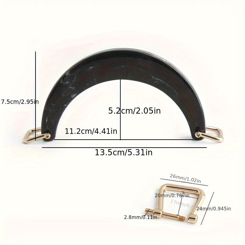 Black and Green Handbag Handle with Alloy Horseshoe Buckle for DIY Purse Accessories