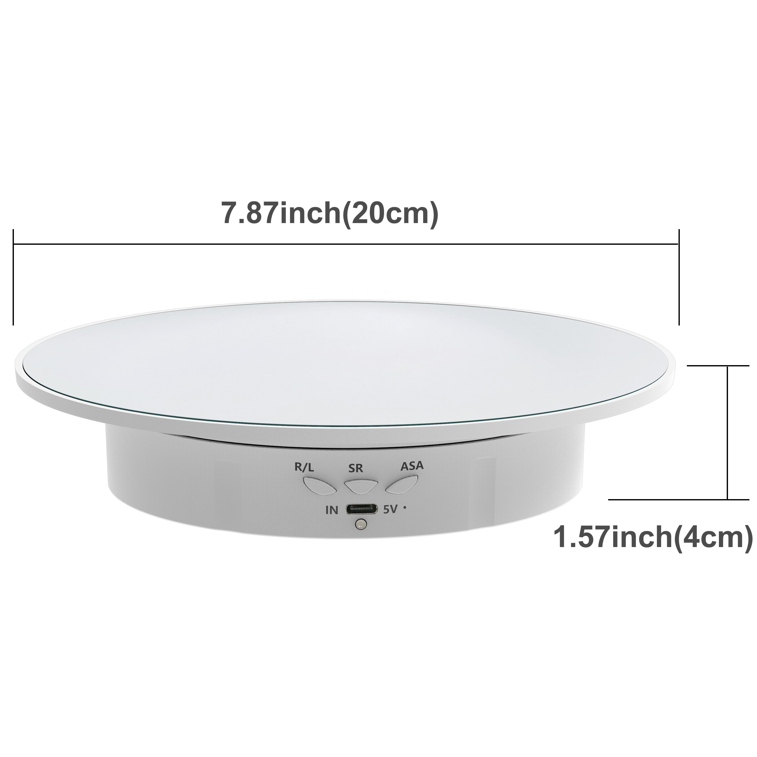 Motorized Rotating Display Stand with 19.99cm Pedestal, 360° Adjustable Speed, 7.71kg Load Capacity for Jewelry Photography and 3D Models