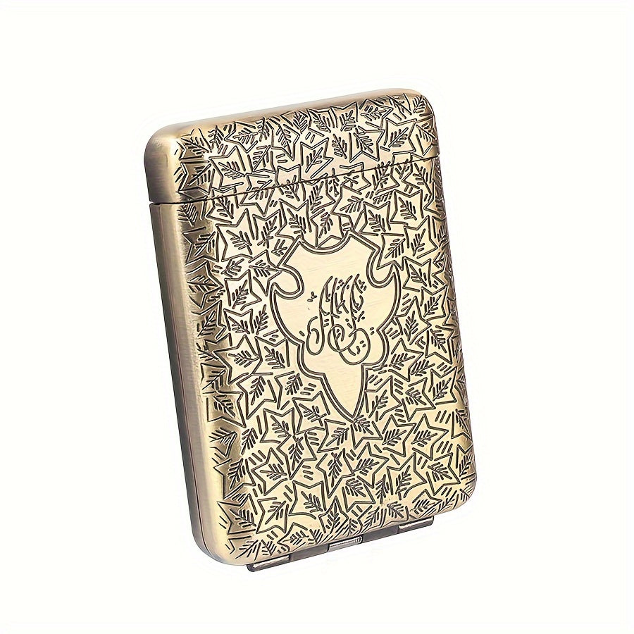 Metal Retro Cigarette Case 16-Pack Engraved Portable Slim Vintage Smoking Tool