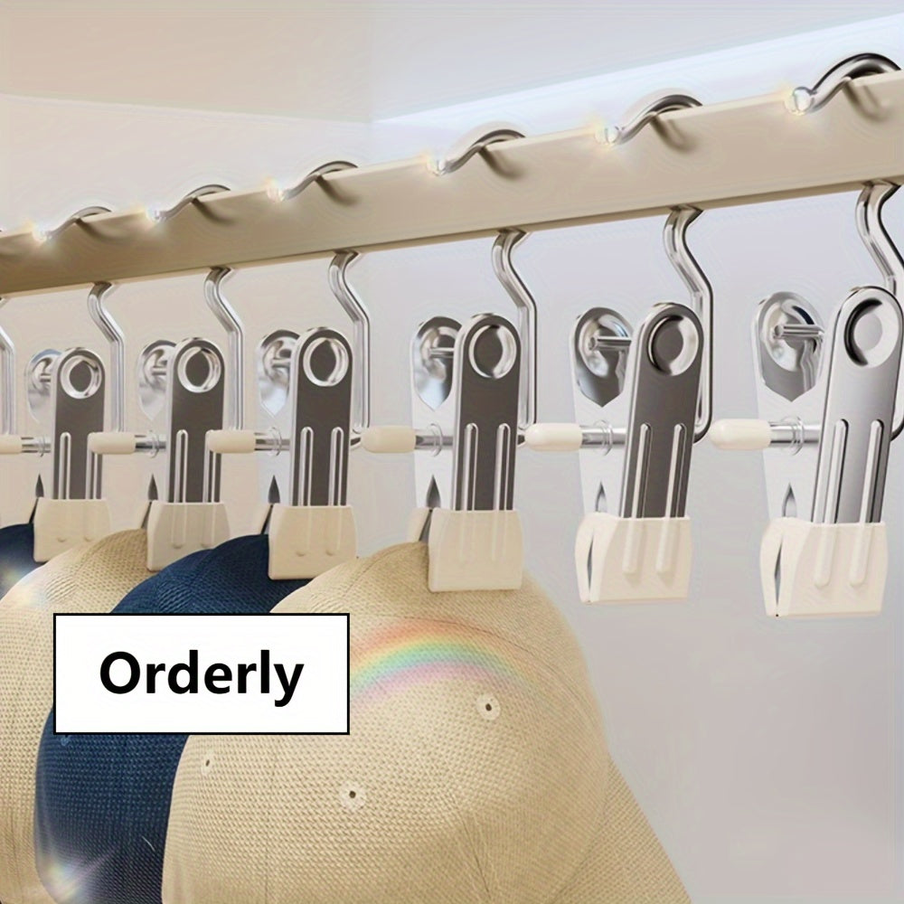 Juego de 10 pinzas de ropa de acero inoxidable con ganchos, clips para ropa y más