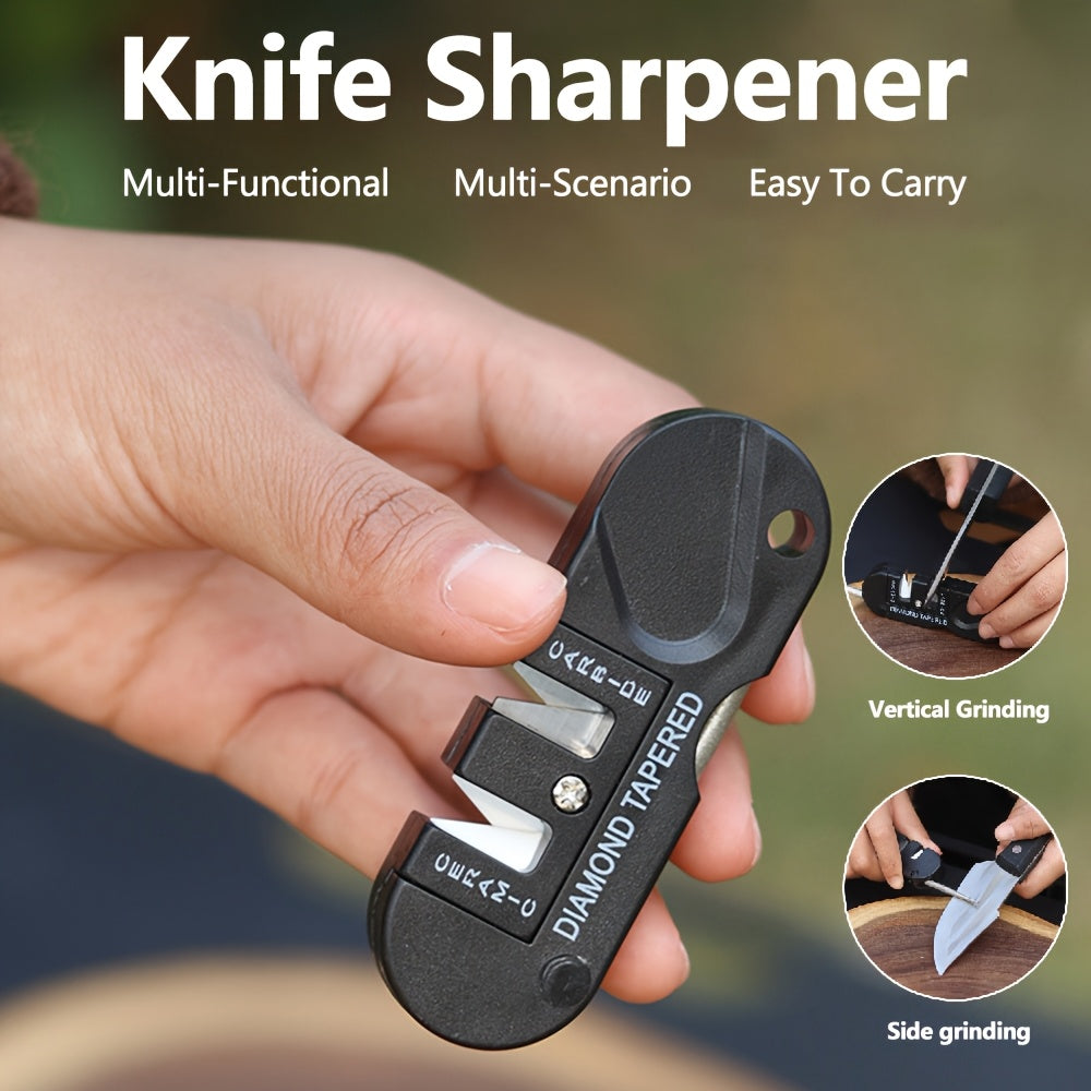 Compact multi-functional diamond-coated ceramic knife sharpener durable portable design versatile no battery