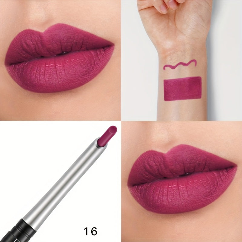 Lápiz delineador de labios mate impermeable para mujer, rojo, contorno, lápiz de labios de larga duración