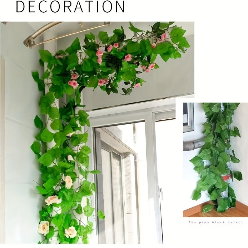 Artificial Grape Vine Decorations Set with 20 Leaves for Home Garden Party and Restaurant
