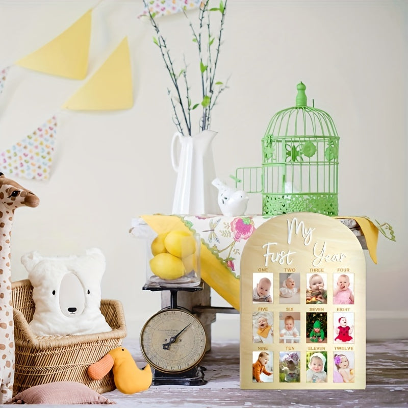 Wooden Milestone Photo Frame for Baby First Birthday Nursery Decoration