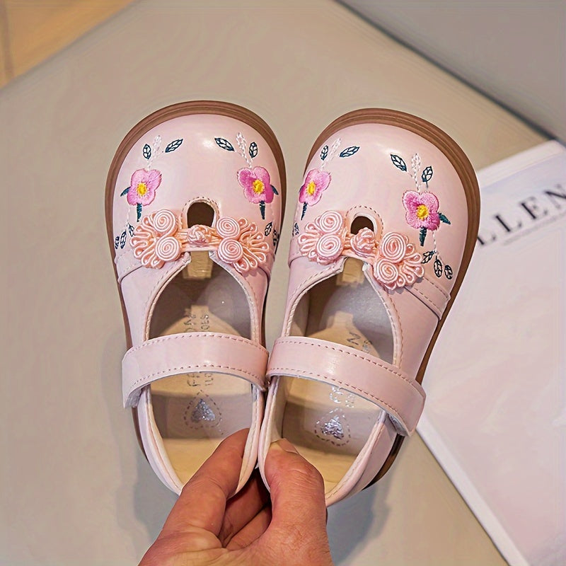 Girls' Toddler Mary Jane Shoes with Floral Accents Non-Slip Rubber Sole